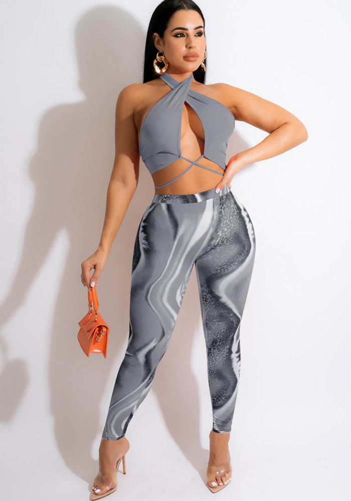 Sleeveless Two Piece Pants Set